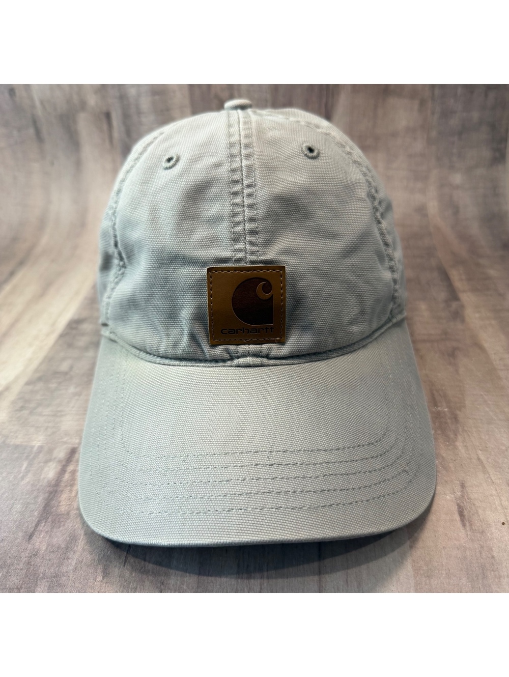 Carhartt Odessa Cotton Canvas Hat Asphalt Gray Hook & Loop Leather Logo Cap